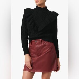 [joe's jeans] $248 harley ruffle cable knit mock neck sweater meteorite black L